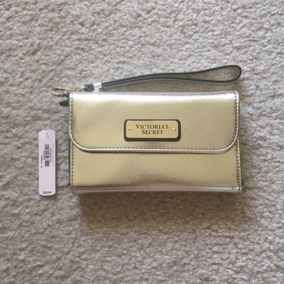 Victoria's Secret Handbags - Victoria’s Secret Gold Wristlet Clutch